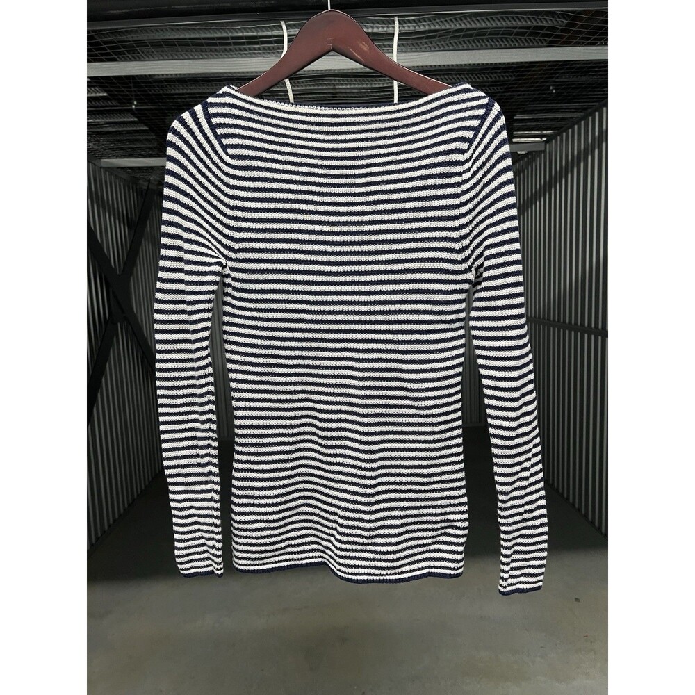 Lauren Ralph Lauren Blue And White 100% cotton pullover top Large